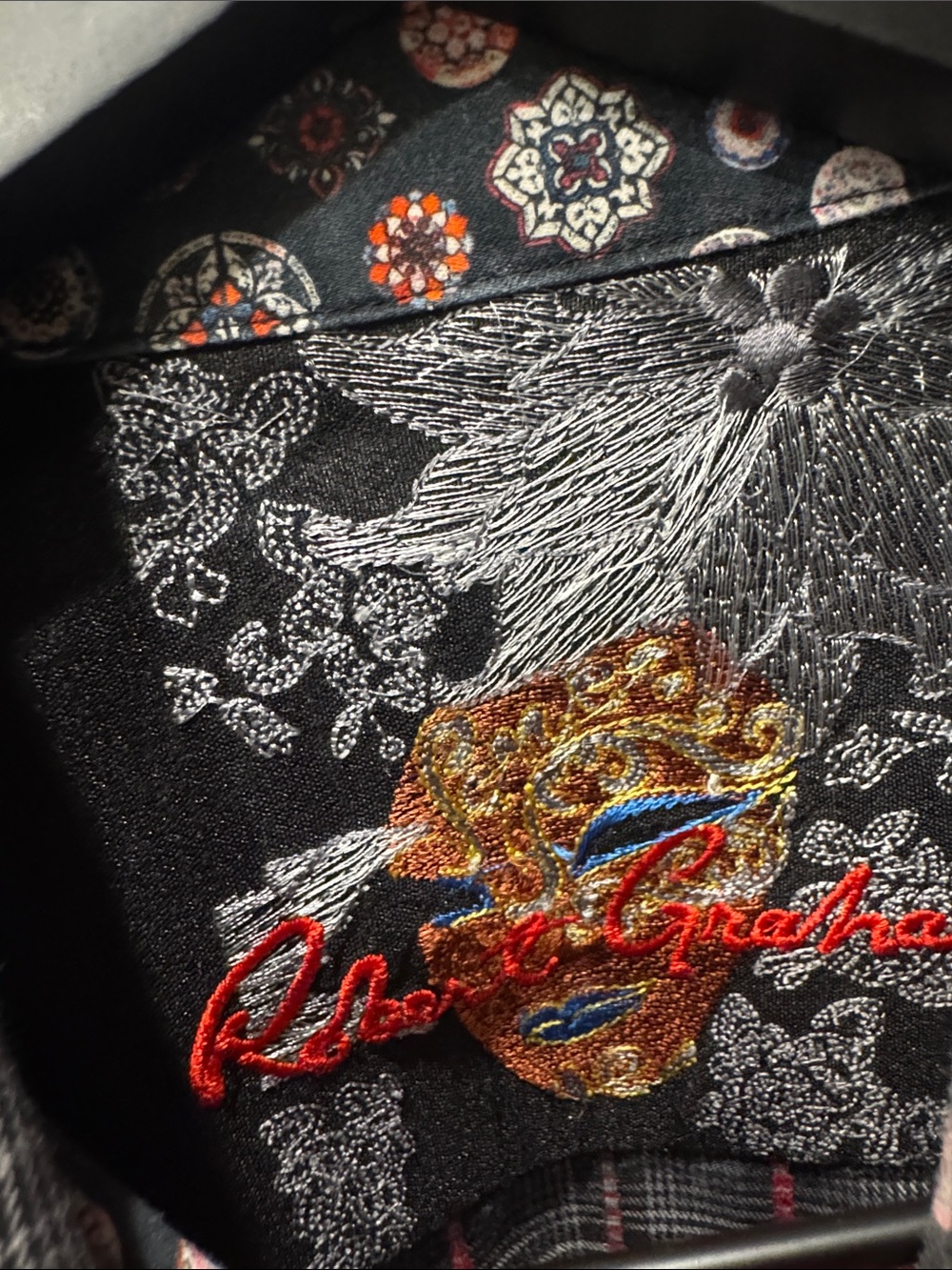 Robert Graham Black Multicolor Embroidered Dress Shirt